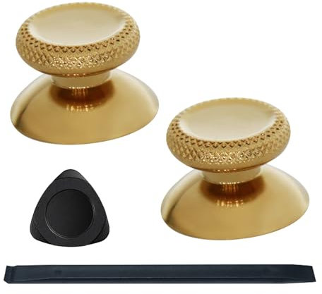 VRbrother Ersatz-Thumbsticks aus Metall, kompatibel mit Meta Quest3, Quest3S, Oculus Quest2, Quest Pro linker und rechter Controller, VR-Zubehör, Ersatzteil, Daumengriffkappenabdeckung (Gold), 2 Stück