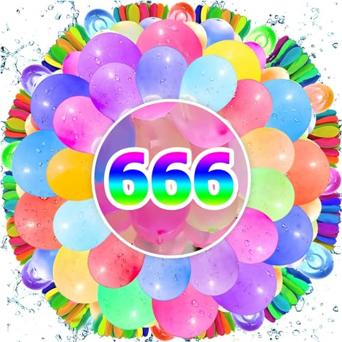 HuaMuDM 666 Stück Wasserbomben Luftballons,Schnellfüller Wasserbomben,Wasserballons,Wasserbombens Selbstschließend,Farbige Wasserballon Set,Ideal für Sommerpartys,Wasserspiele