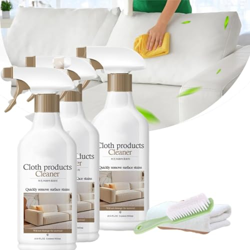 Waschfreies Reinigungsspray für Sofa, wasserloses Tech-Gewebe Sofa Reinigungsset, Couch Stoff Reiniger Spray mit Bürste, Sofa-Reiniger Spray Stoff, Stoffreiniger für Möbel Polster (3 Stück)
