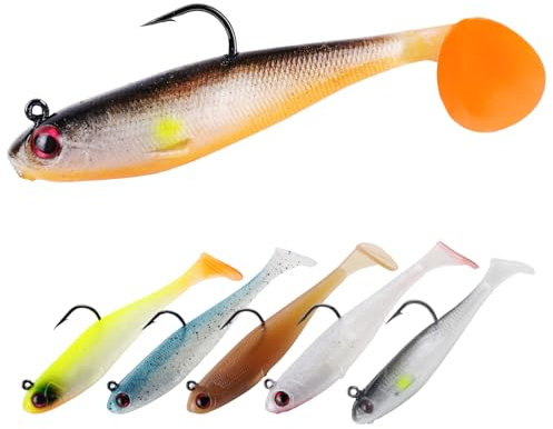 Filltown 6PCS Vorbereitete Angelköder Set, Angelzubehör, 6,5 cm/6 g Gummifische Angelköder für Barsch, Hecht und Seebarsch mit Haken Kunstköder für Salzwasser und Süßwasserangeln.