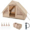 COSTWAY Aufblasbares Zelt für 4 Personen, Luftzelt mit Pumpe, Campingzelt, Glamping Zelt, Hauszelt, Familienzelt, Luxuszelt für Camping