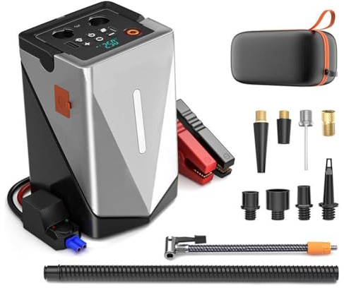 Jump Starter with Compressor & Blower,Multifunctional Car Battery Jumper Lithium with Starter Box 12V,Portable Pack Jump