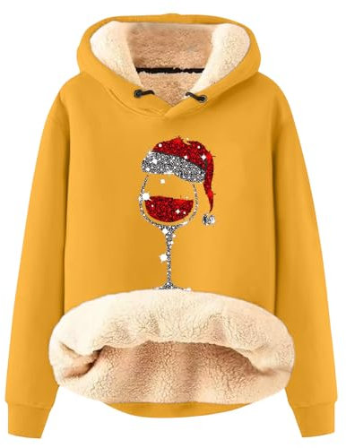 CMP Strickfleecejacke Damen Warmes Mode Fleecepullover Warmer Pullover Damen Someday Pullover Damen Mit Kapuze Weihnachtskostüm Damen Pullover Winter Casual Sweatjacke Gefüttert Damen(1-Yellow,3XL)