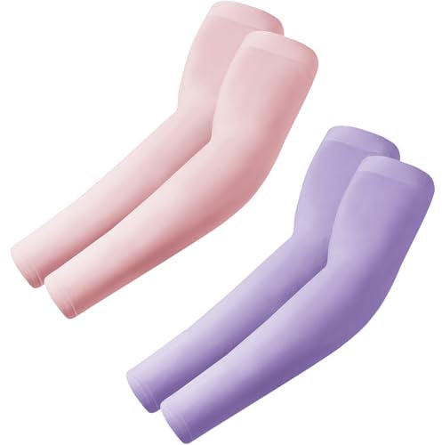 fuinloth 2 Paia Manicotti Braccia per Uomo e Donna, Ideali per Sportivi Padel Basket Pallavolo Viola+Rosa