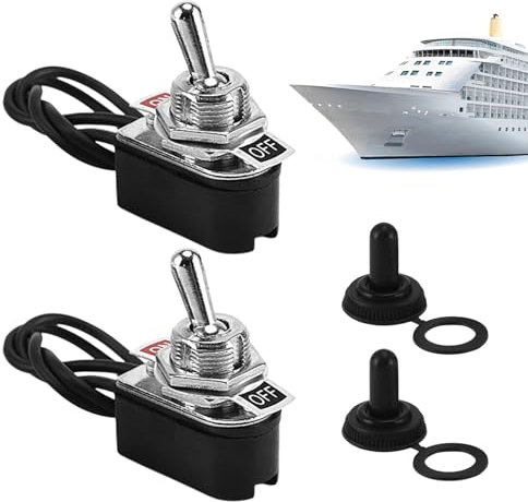 Kippschalter 6A 125VAC 3A 250VAC KN3D-101, Polig Mini Kipptaster, Kippschalter 2 Pin Wasserdicht Ein Aus 250V mit Wasserdichter Kappe (2er Pack), Flachstecker