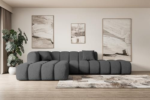 ALTDECOR Ecksofa in L-Form Corner Sofa Bett Eckcouch Couch Wohnlandschaft Cauchsofa Olea-L2-289x176x71 cm Grau