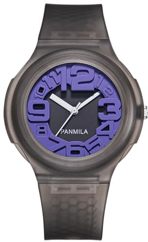 Alienwork Kids Kinderuhr Jungen Mädchen Grau Kautschuk-Armband Violett Kinder-Uhr Sportlich