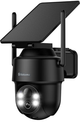 GALAYOU Überwachungskamera Aussen Akku Solar - 2K Kamera Überwachung Aussen Solar, WLAN Kamera Outdoor, PTZ, PIR Bewegungsmelder, Farbnachtsicht, Zwei-Wege-Audio, Schwarz