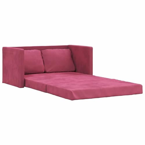 Generico Kangqiling 353960 2-in-1 Schlafsofa für den Boden, Weinrot, 122 x 204 x 55 cm, Samt, Rot,