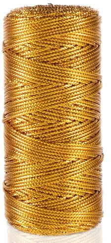 Gold String Gold Twine for Cafts 110 Yards Wrapping Cords String 1.5mm Thin Cord Decorative Strings for Gift Wrapping, Gift Tags, DIY Crafts (328 Feet)