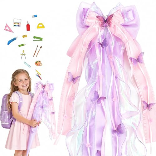 Dreaku Schleife Schultüte, Meerjungfrau Fussball Schleife für Schultüte Mädchen Junge, Einschulung Mädchen Deko, Lila Rosa Blau Schmetterling Zuckertüte Junge Schulanfang Deko (Rosa)