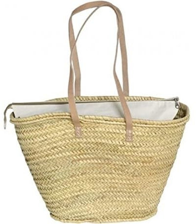 Genérico Cesta Bolso capazo de Playa Artesano con Cremallera 49x33cm