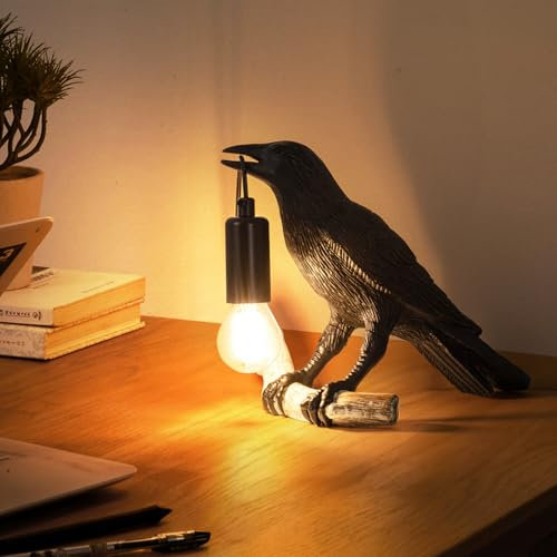 7IKE-II Vögel Tischlampe Schlafzimmer-Nachttischlampe Krähe Nachtlicht E27 Dimmbare Dekor Lampe Kleine Schreibtisch-Leselampe Einzigartige Schreibtischlampen für die Esszimmer Küche Wohnzimmer