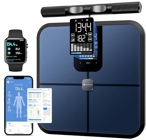 Tychesy Smart Scales for Body Weight and Fat, 50+ Metrics Analysis | Accurate 8-Electrode Body Composition Scales for Weight Loss, Health Tracking, 11inch Platform, 180kg/400lb Capacity