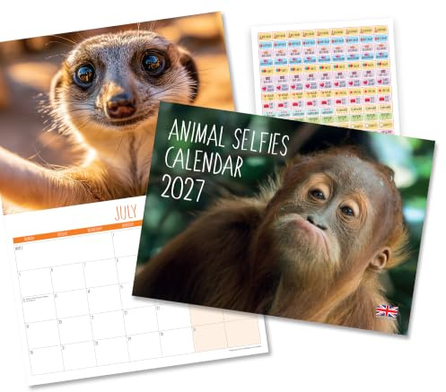 Calendar 2026 Uk - Animal Selfies 2026 Calendar UK. One Month to View. A3 when open. Wall Calendar 2026 by Absolutely Yours.