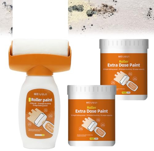Peinture Blanche Mur, 1500g Peinture Blanche à Séchage Rapide avec Rouleau, Peinture au Rouleau de Réparation Murale, Peinture Murale Retouche Peinture Blanc Mur pour Rayures Cacher Graffiti Fissures