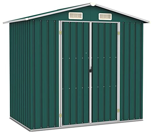 Gartenhaus Geräteschuppen, Gerätehaus Grün 205x129x183 cm Verzinkter Stahl, Robustes Lagerhaus für Garten & Werkstatt