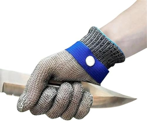 Generisch Messerschutzhandschuhe aus Edelstahl mit Schnalle – Schnittfeste Schutzhandschuhe for Küche und Sicherheit(M)