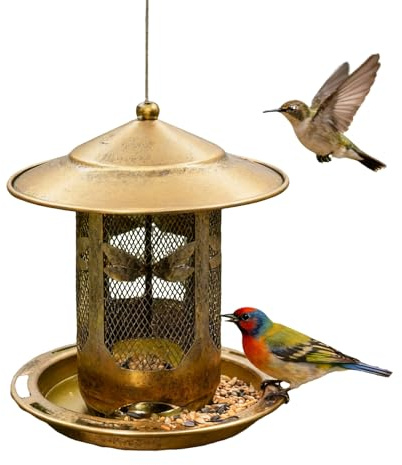 Hqunjikp Vogelfutterspender für Fenster, Eichhörnchensicher, abnehmbarer Boden, Wildvogel-Futterspender – für Garten, Hof, Fenster, Deckstange, Hühnerstall, Geflügel