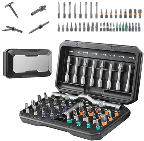 Yuecoom 42-in-1 Ratschen Schraubendreher Set, DIY Magnetisches Schraubendreher Set, S2 Stahlbits, Multi Bit-schraubendreher Set mit Abnehmbarem Griff für Möbel, Elektronik und Fahrräder