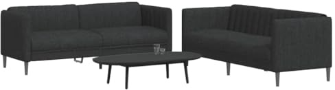 RMIHSJG 2-TLG. Sofagarnitur Schwarz Stoff, strapazierfähiger Bezugsstoff, Bequeme Polsterung, modernes Design, stabile Stützbeine, Sofa Garnitur Set