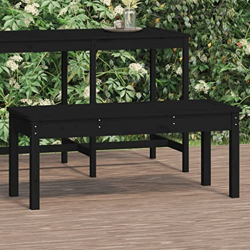 Teenpull Gartenbank Schwarz 109x44x45 cm, Massivholz Kiefer, wetterfest für Garten, Terrasse, Balkon, robuste Parkbank für Außenbereich
