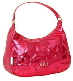 Agatha Ruiz de la Prada Gondola-Tasche in Metallic-Fuchsia mit geprägten Symbolen