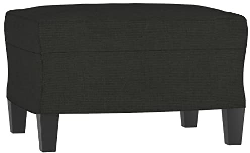 Mhdvray Repose-Pied Noir 60x50x41 cm en Tissu Durable, Tabouret de Salon Moderne avec Rembourrage en Mousse et Cadre Robuste, Pouf Rectangulaire pour Canapé ou Fauteuil de Relaxation