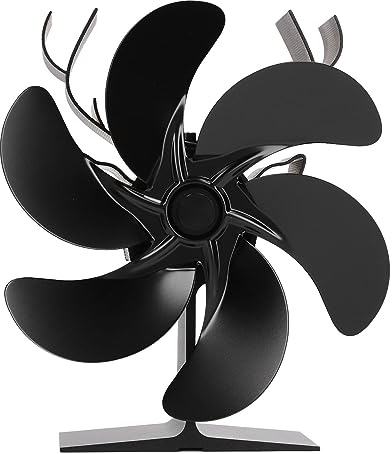 Halearo Ventilatore per Stufa a Legna a 6 Pale Ventilatore per Camino Alimentato a Calore Circola Aria Calda da 280 a 330 M³h con Temperatura in Lega di Alluminio per Un Utilizzo Sicuro