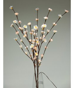 Cherry Blossom Twig Branch Light, Warm LED Lights with Plug-in Power Adaptor (White)