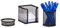 Relaxdays Schreibtisch Organizer 3er Set Metall, Schreibtisch-Set, Büroset Mesh, Zettelbox, zwei Köcher, schwarz, 13.5 x 10.5 x 10 cm