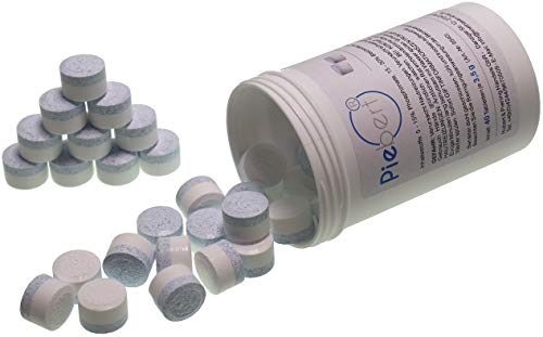Pastillas de limpieza Piebert de 2 fases compatibles/pieza de repuesto para cafeteras automáticas | 40 pastillas en lata de 3,5g