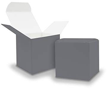 itenga 50x GeschenkSchachtel aus Karton zum Befüllen (Adventskalender Gastgeschenk, Hochzeit Taufe Geburt) (Würfel 5x5cm, grau)