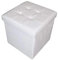 HomeHarmony® Quilted Top Folding Storage Ottoman Seat, Stool, Toy Storage Box Faux Leather (White, Medium)