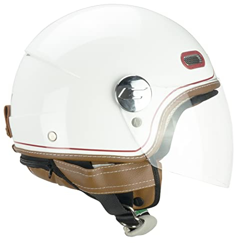 Jet Helmet CGM 109V Globo Italia White Burgundy Long Visor GRÖßE M