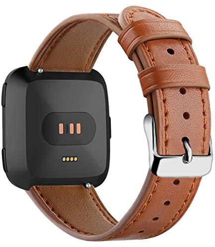 AISPORTS Ersatzarmband Kompatibel mit Fitbit Versa 2 Armband Leder Frauen Männer, Weich Sport Lederband Ersatzband mit Metall Schnalle Ersatz Armband für Fitbit Versa 2/Fitbit Versa/Fitbit Versa Lite