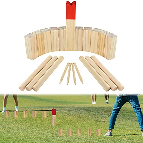 Froadp Kubb Spiel Wurfspiel Set für Indoor Outdoor Kinder Erwachsene, aus Holz mit praktischer Tragetasche