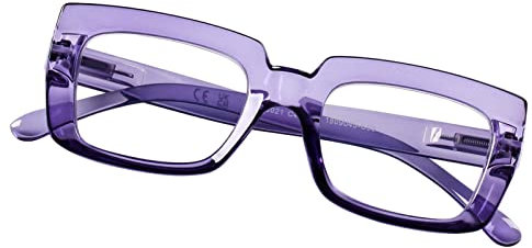 DOOVIC Occhiali da Lettura con Filtro a Luce Blu 1.0 Occhiali da Computer Rettangolari Viola con Montatura Grande Occhiali da Vista da Donna