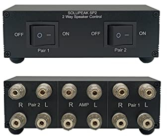 Premium 2 Zone Speaker Selector Switch Box, 2 Way Stereo Audio Speaker Switcher Distribution Box for Multi-Channel High Power
