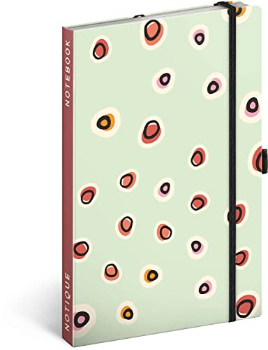 NOTIQUE Notizbuch Liniert mit Gummiband 13x21cm ca. A5, Hardcover Notebook, Notizblock, Notizheft, Journal, Tagebuch für Erwachsene, Damen (Punkte)