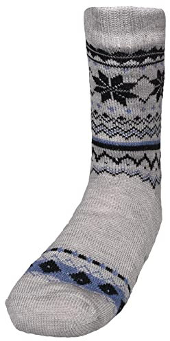 True Face Mens Thermal Socks Extra Thick Warm Sherpa Fleece Griper Sock 4.7 Tog Holds Heats Grips Brushed Winter Light Grey - N-491B UK 6-11
