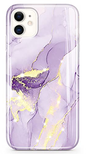 JAHOLAN Kompatibel mit iPhone 11 Hülle, Bling Glitter Sparkle Marble Design Clear Bumper Schutzhülle TPU Stoßfest Flexibel Weiche Gummi Silikon Handyhülle Lavendel