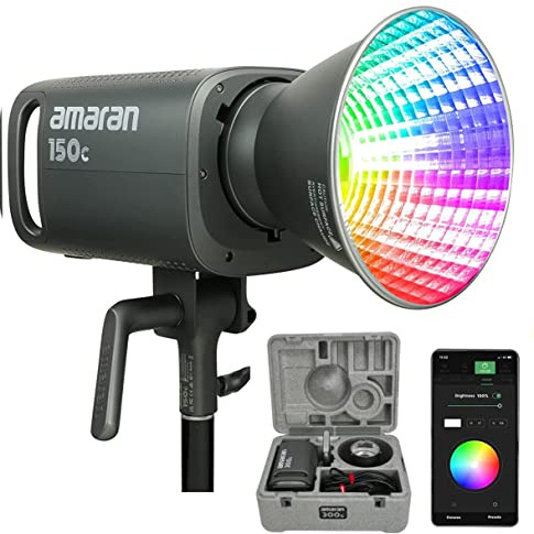 Aputure Amaran 150c RGBWW Vollfarb Videoleuchte und 360°-HSI-Vollfarbsteuerung CRI: 95+, TLCI: 95+ 2500K bis 7500K CCT mit G/M-Anpassung