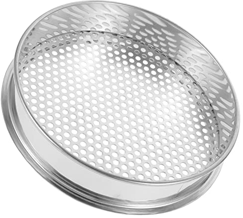 Happyyami Tamiz de jardín de acero inoxidable tamiz de jardín tamiz de jardín de 5 mm tamiz de jardín filtro de sucio colador de malla fina herramienta de jardinería 20 cm