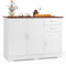 Giantex Aparador de Cocina con Encimera, 100 x 40 x 78 cm, Armario con Puertas y 2 Cajones, Estante Ajustable, Isla de Cocina con Kit Antivuelco, Mueble Auxiliar Multiuso para Comedor, Salón (Blanco)