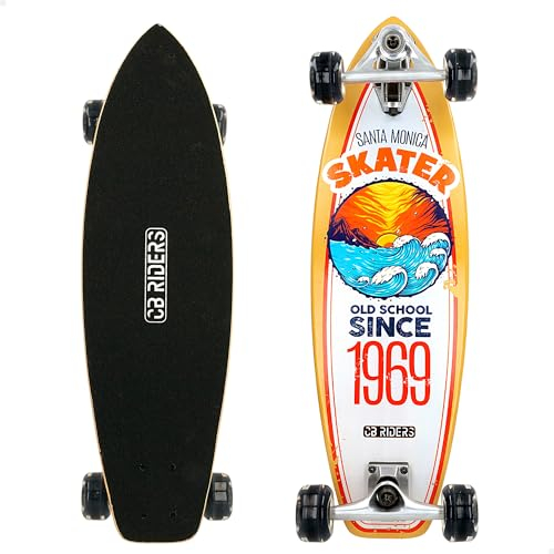 COLORBABY CB Riders 47199 Skateboard, 74 x 22 cm, aus Holz, Aluminiumachse, rutschfest, Skateboard für Kinder, Board mit 4 PU-Rädern, max. 100 kg, Geschenk für 6 Jahre