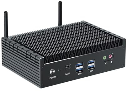 Mini PC Fanless 13th Gen Core i7 1355U, WIN11 pro Pc senza ventola, Dual 2.5Gabit LAN Micro pc Linux, Dual HD, DP, USB-C, WiFi6, BT5.2, 32GB RAM 500GB NVME SSD, M.2 NVME Gen 4.0 SSD