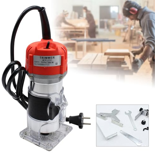 Fresadora de Madera Compacta 800W, Desmoladora de madera 30000r/min, Fresadora de Mano Portátil Para, Trabajar la Madera Fresadora Eléctrica, Diámetro de corte 6,35 mm