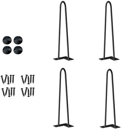 AufuN 4er Set Haarnadel Tischbeine 40cm Metall Hairpin Leg Austauschbare Tisch &Schrank Beine Haarnadelbeine Tischgestell aus Stahl mit Bodenschoner und Schrauben Verfügbar für Schreibtisch Esstisch