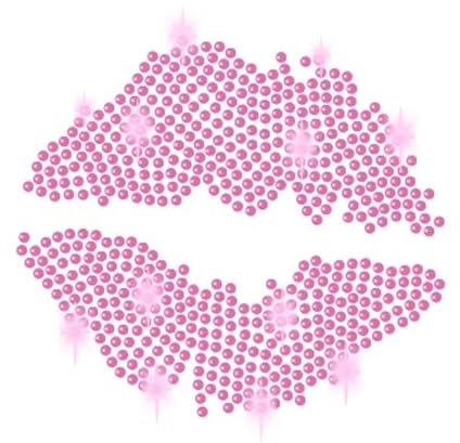 Kuss Lippen rosa 12x10,7cm Strass Bügelbild 11 Hotfix Applikation